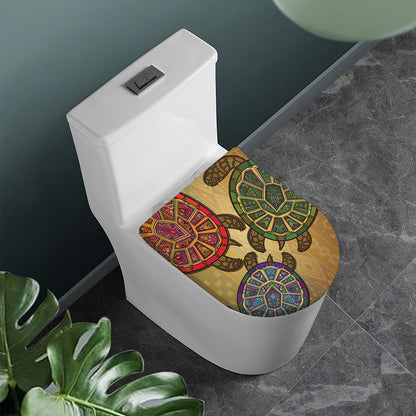 Ethnic Sea Turtles Print Toilet Lid Cover