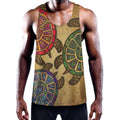 Ethnic Sea Turtles Print Men's Workout Tank Top