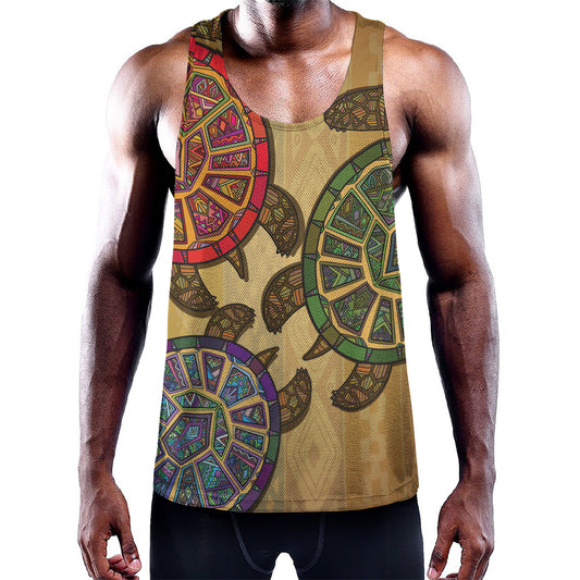 Ethnic Sea Turtles Print Training Tank Top
