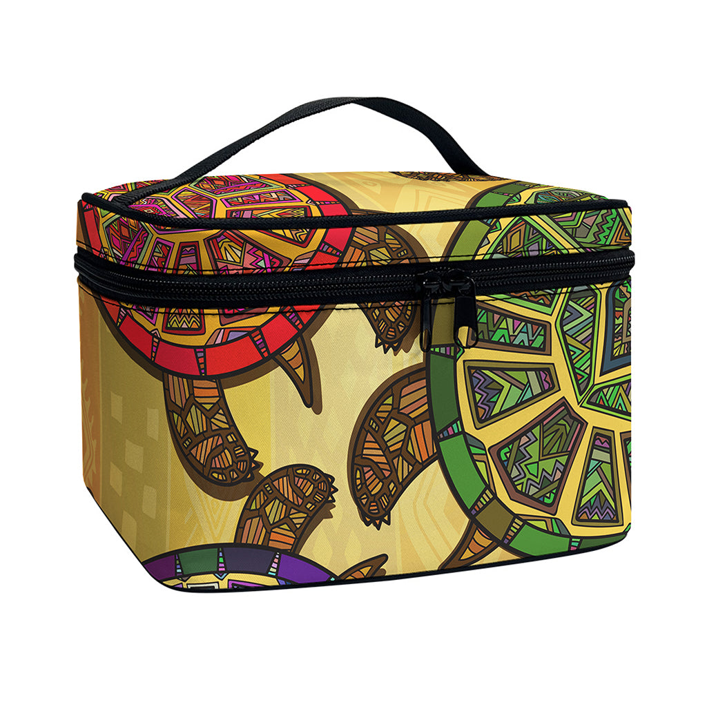 Ethnic Sea Turtles Print Travel Makeup Bag