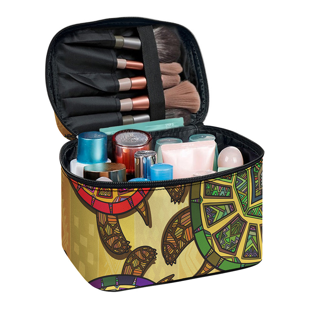 Ethnic Sea Turtles Print Travel Makeup Bag