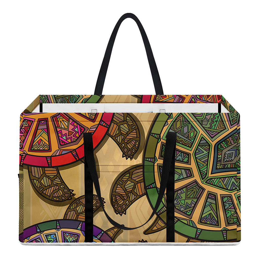 Ethnic Sea Turtles Print Utility Tote Bag