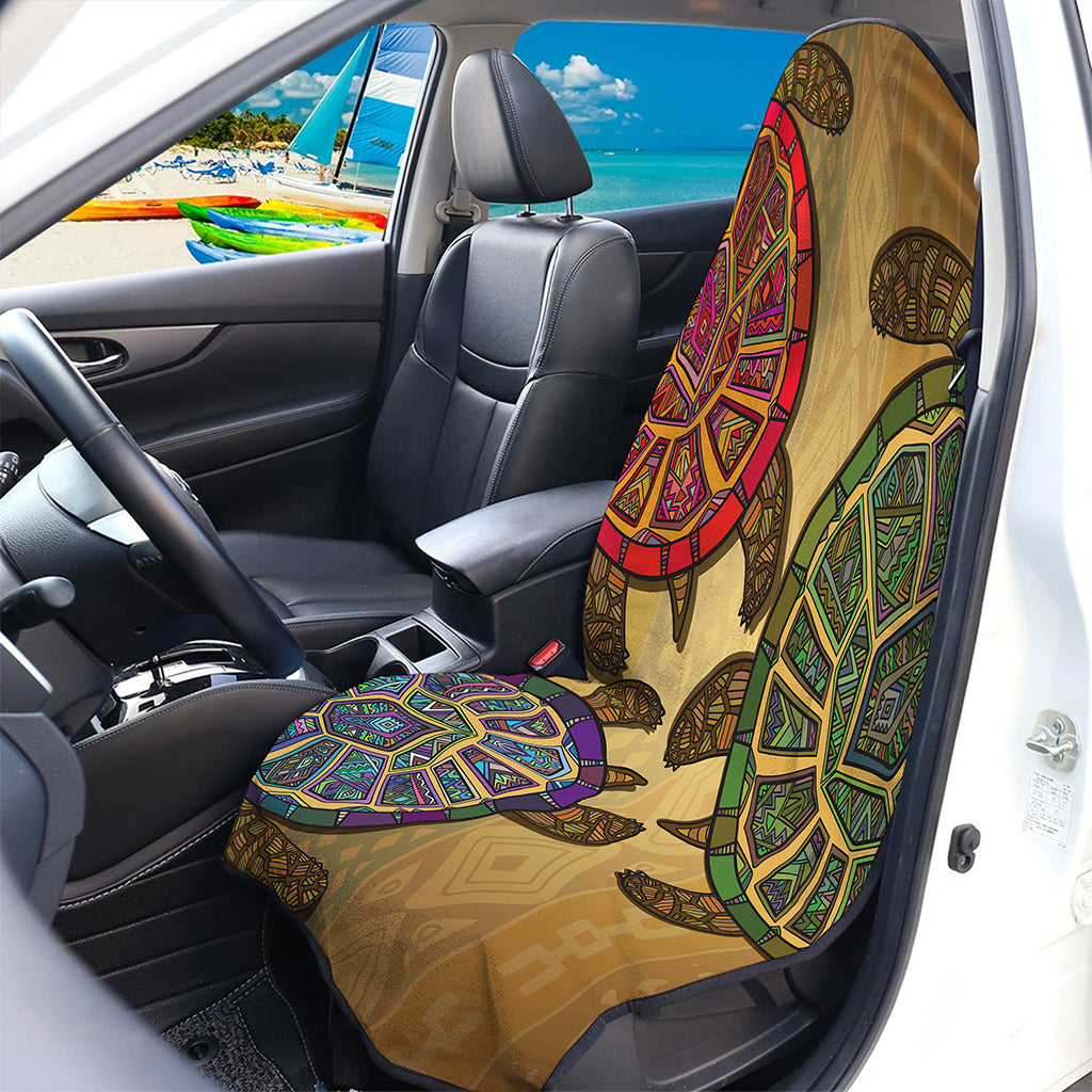 Ethnic Sea Turtles Print Waterproof Car Seat Cover