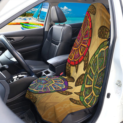 Ethnic Sea Turtles Print Waterproof Car Seat Cover