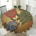 Ethnic Sea Turtles Print Waterproof Round Tablecloth