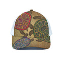Ethnic Sea Turtles Print White Mesh Trucker Hat