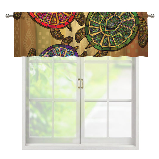 Ethnic Sea Turtles Print Window Valance