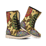Ethnic Sea Turtles Print Winter Boots