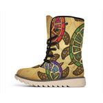 Ethnic Sea Turtles Print Winter Boots