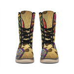 Ethnic Sea Turtles Print Winter Boots