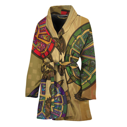 Ethnic Sea Turtles Print Women's Bathrobe