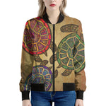 Ethnic Sea Turtles Print Women's Bomber Jacket
