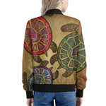 Ethnic Sea Turtles Print Women's Bomber Jacket