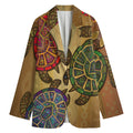 Ethnic Sea Turtles Print Women's Cotton Blazer