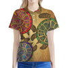 Ethnic Sea Turtles Print Women's Polo Shirt