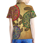 Ethnic Sea Turtles Print Women's Polo Shirt