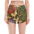 Ethnic Sea Turtles Print Women's Split Running Shorts