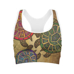 Ethnic Sea Turtles Print Women's Sports Bra