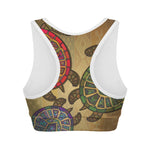 Ethnic Sea Turtles Print Women's Sports Bra
