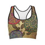 Ethnic Sea Turtles Print Women's Sports Bra