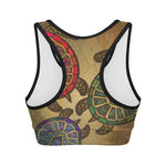 Ethnic Sea Turtles Print Women's Sports Bra