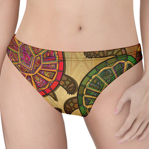 Ethnic Sea Turtles Print Women's Thong