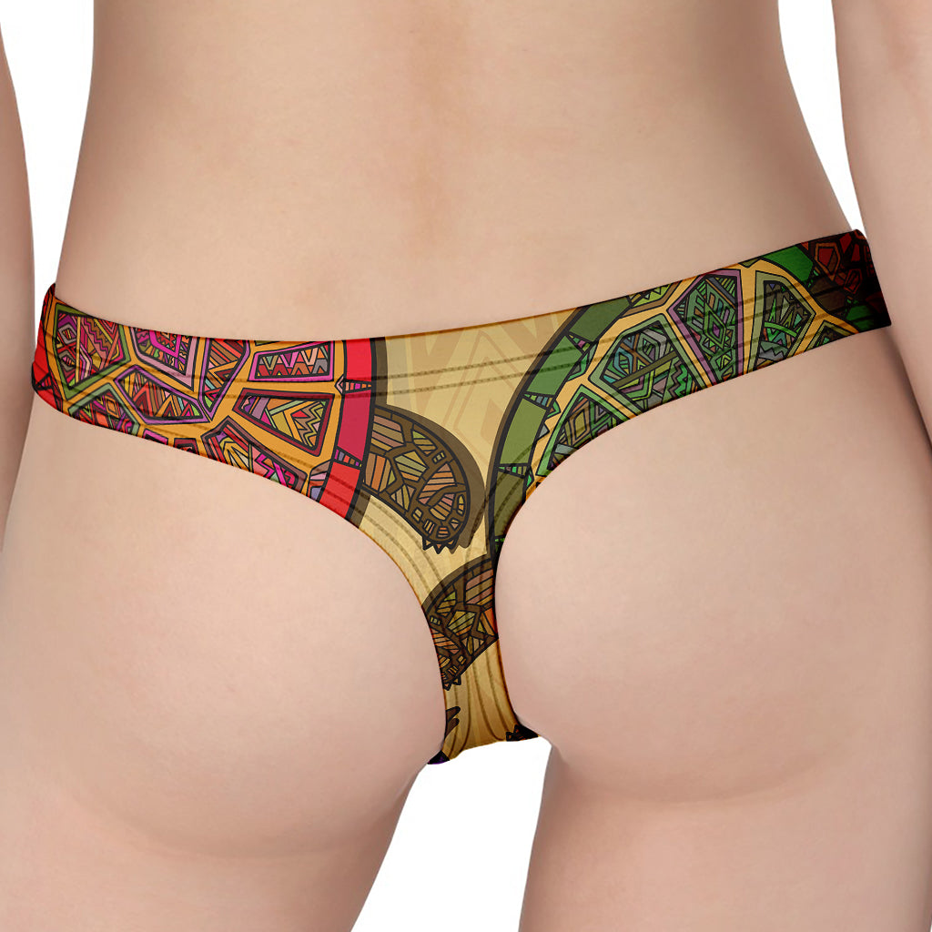 Ethnic Sea Turtles Print Women's Thong