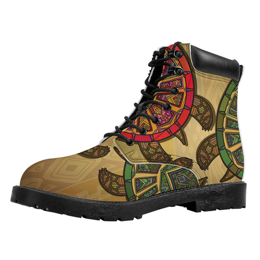 Ethnic Sea Turtles Print Work Boots