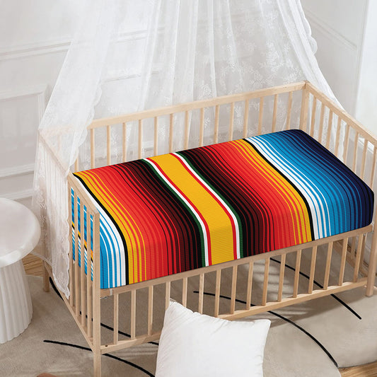 Ethnic Serape Blanket Pattern Print Baby Crib Sheet