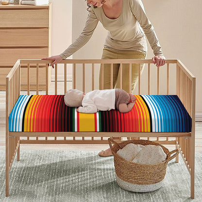 Ethnic Serape Blanket Pattern Print Baby Crib Sheet