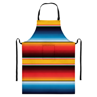 Ethnic Serape Blanket Pattern Print Bib Apron With Pocket