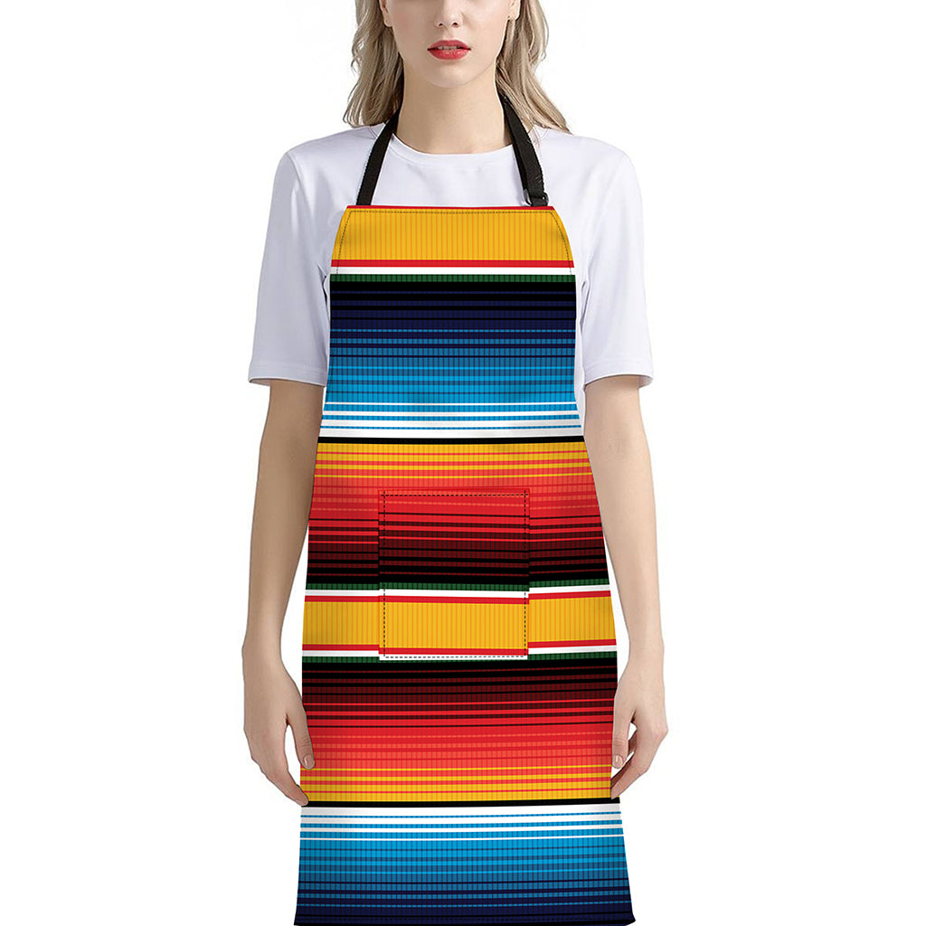 Ethnic Serape Blanket Pattern Print Bib Apron With Pocket