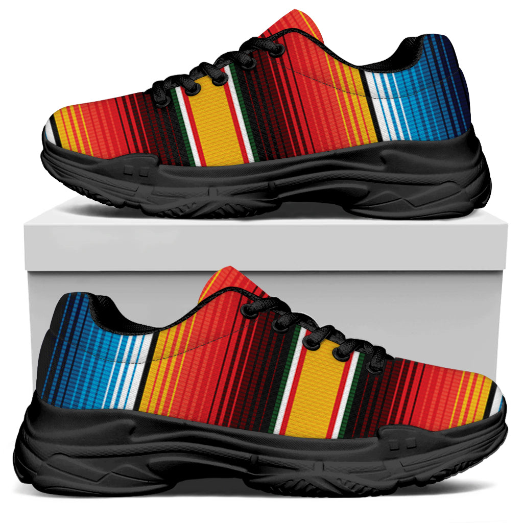 Ethnic Serape Blanket Pattern Print Black Chunky Shoes