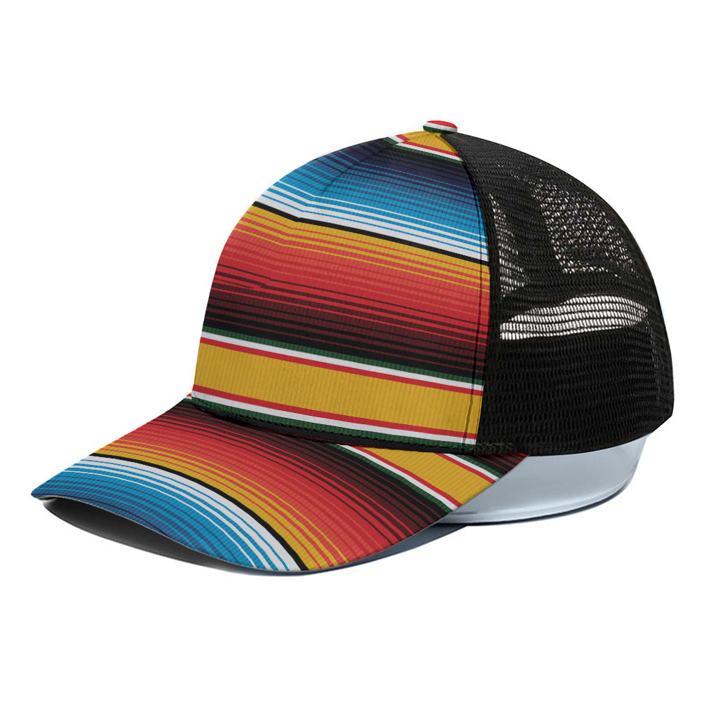Ethnic Serape Blanket Pattern Print Black Mesh Trucker Cap