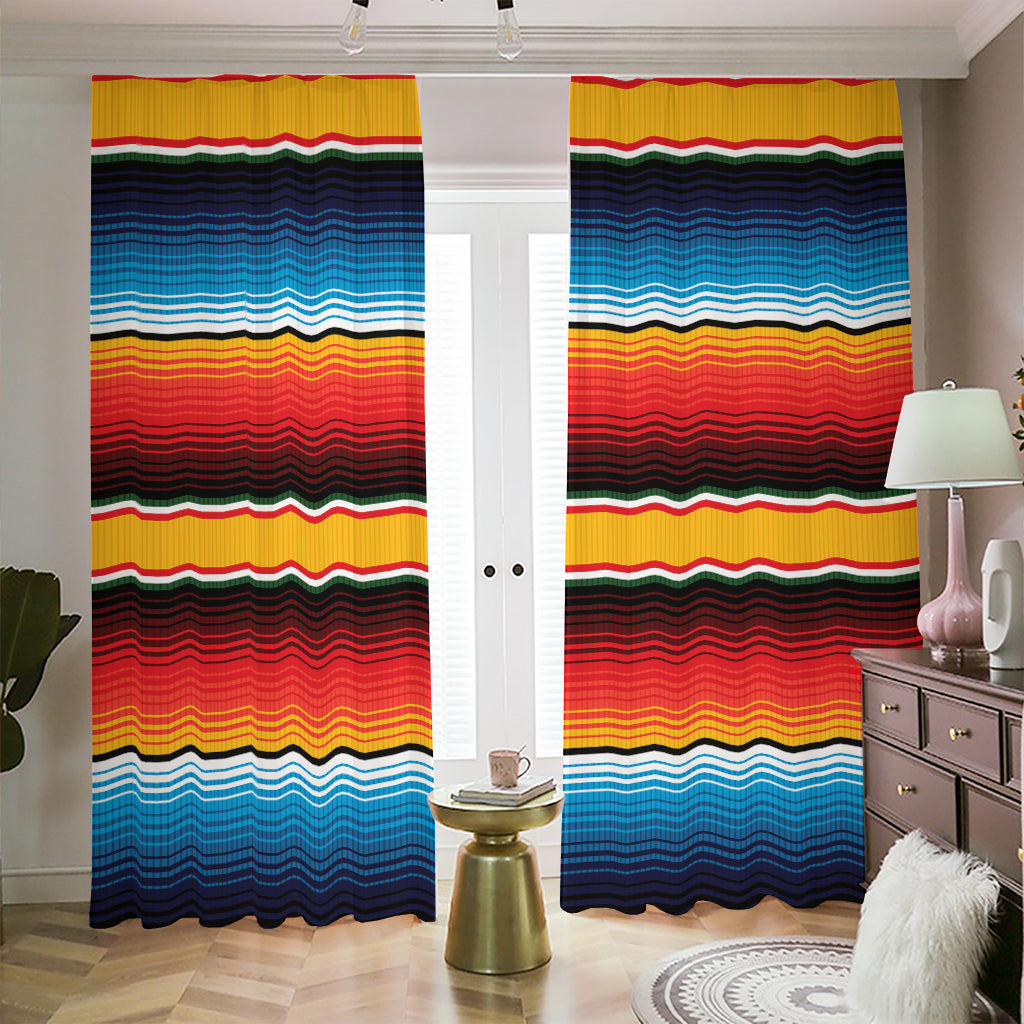 Ethnic Serape Blanket Pattern Print Blackout Pencil Pleat Curtains