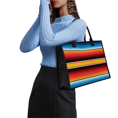 Ethnic Serape Blanket Pattern Print Canvas Tote Bag