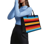 Ethnic Serape Blanket Pattern Print Canvas Tote Bag