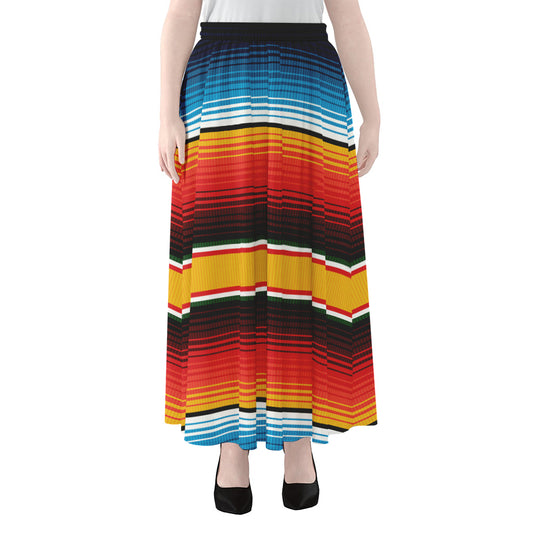 Ethnic Serape Blanket Pattern Print Chiffon Maxi Skirt