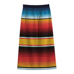 Ethnic Serape Blanket Pattern Print Cotton Front Slit Maxi Skirt