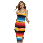 Ethnic Serape Blanket Pattern Print Cross Back Cami Dress