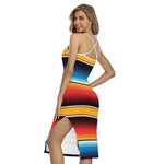Ethnic Serape Blanket Pattern Print Cross Back Cami Dress