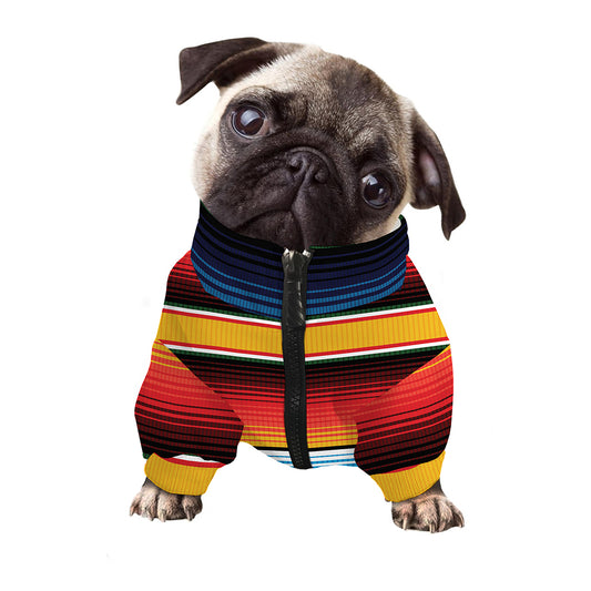 Ethnic Serape Blanket Pattern Print Dog Zip Up Jacket