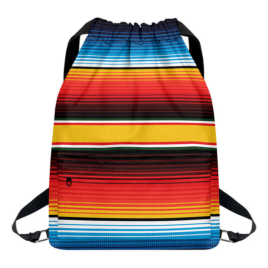 Ethnic Serape Blanket Pattern Print Drawstring Backpack