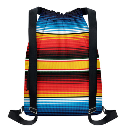 Ethnic Serape Blanket Pattern Print Drawstring Backpack