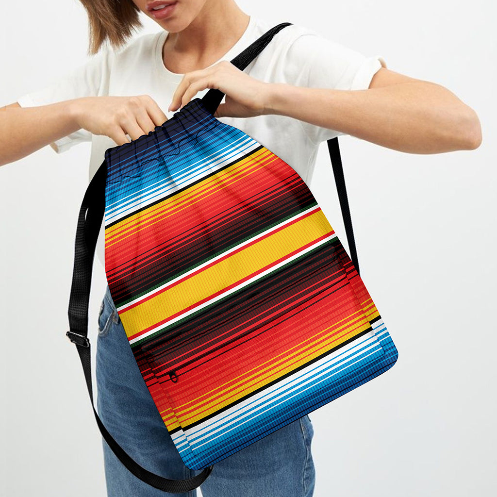 Ethnic Serape Blanket Pattern Print Drawstring Backpack