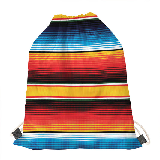 Ethnic Serape Blanket Pattern Print Drawstring Bag