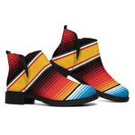 Ethnic Serape Blanket Pattern Print Flat Ankle Boots