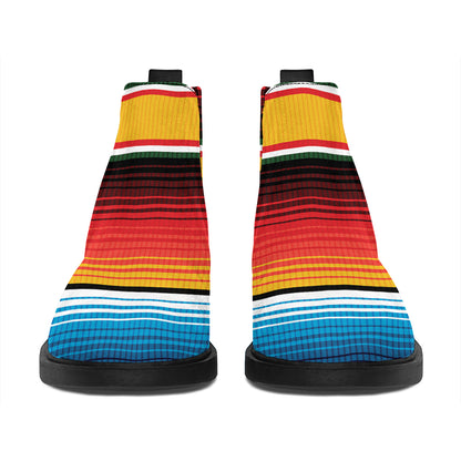 Ethnic Serape Blanket Pattern Print Flat Ankle Boots
