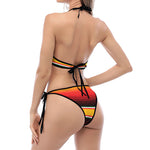Ethnic Serape Blanket Pattern Print Halter Scoop Tie Side Bikini