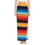 Ethnic Serape Blanket Pattern Print High Slit Maxi Skirt